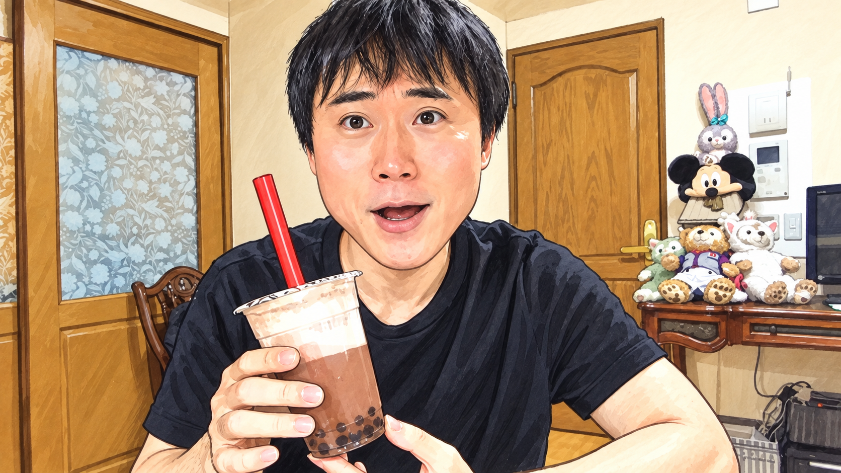 タピオカを飲む高須幹也